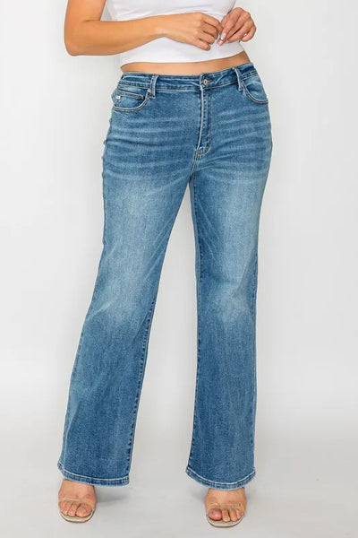 bytos Full Size Cat's Whiskers Mid Rise Bootcut Jeans - Jeans Junction Online