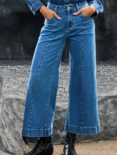 Seam Detail Flared Bottom Ankle Length Jeans - Jeans Junction Online