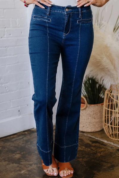 Center Seam Deep Wash Straight Jeans - Jeans Junction Online