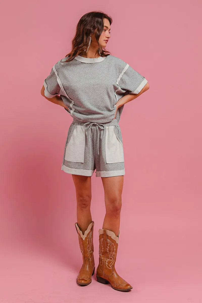 BiBi French Terry Knit Shorts with Side Pocket - Jeans Junction Online