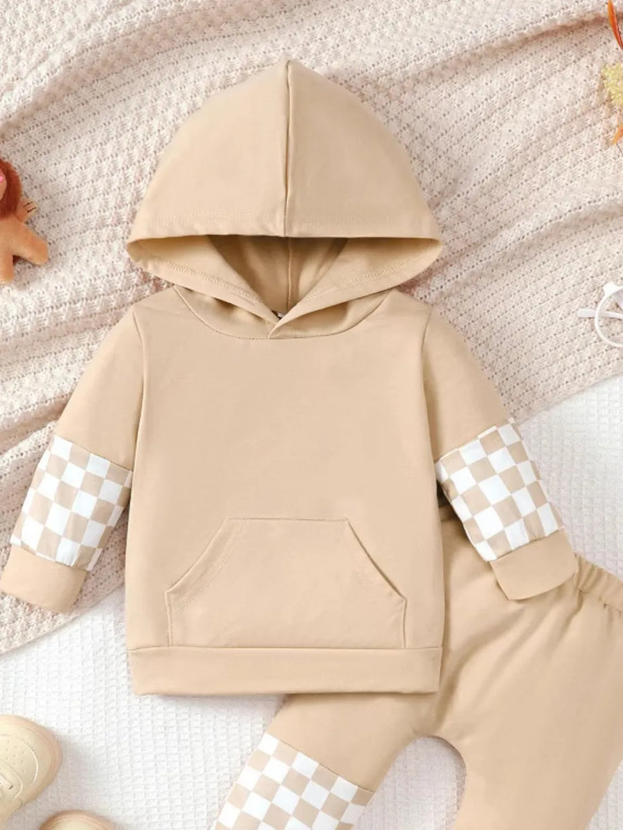 Checkered Long Sleeve Sweatshirt and Pants Set - Jeans Junction Online 