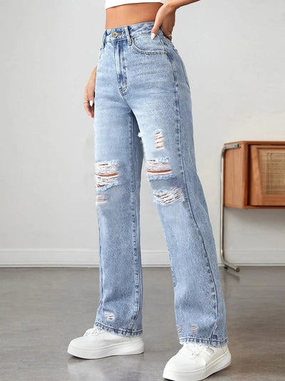 Distressed High Waisted Jeans - Jeans Junction Online