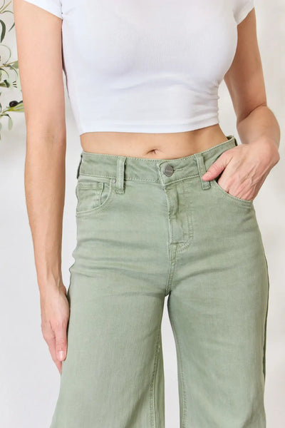 RISEN Full Size Raw Hem Wide-Leg Jeans - Jeans Junction Online