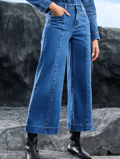 Seam Detail Flared Bottom Ankle Length Jeans - Jeans Junction Online