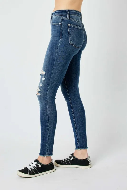 Judy Blue Full Size High Waist Distressed Skinny Jeans - Jeans Junction Online
