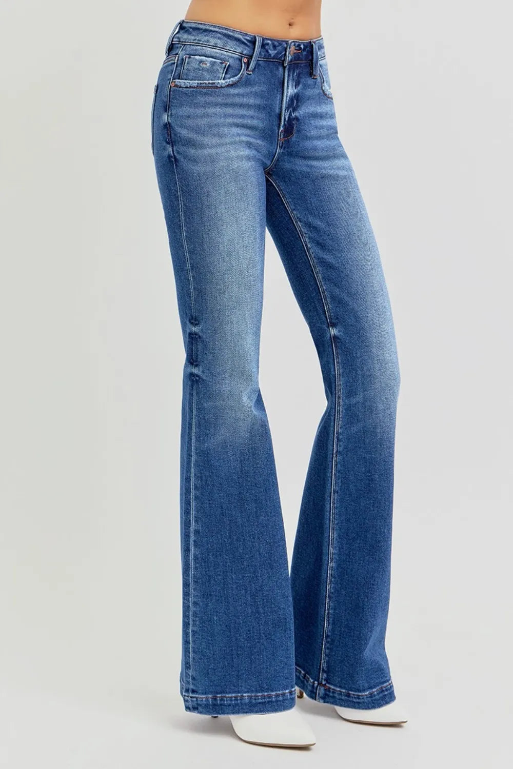 RISEN Full Size Low Rise Flare Jeans with Pockets - Jeans Junction Online