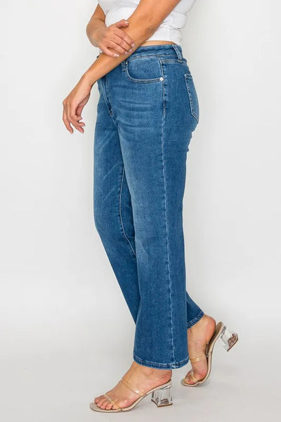bytos Full Size Cat's Whiskers Mid Rise Ankle Jeans - Jeans Junction Online