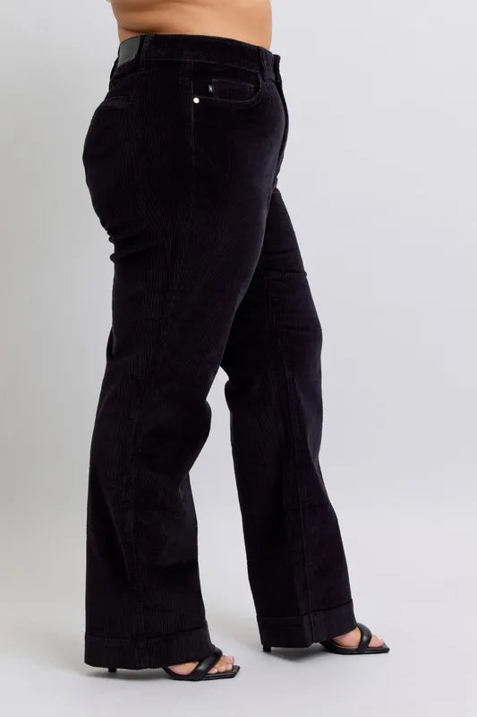 Judy Blue Full Size High Waist Corduroy Trouser Wide Plus Size - Jeans Junction Online