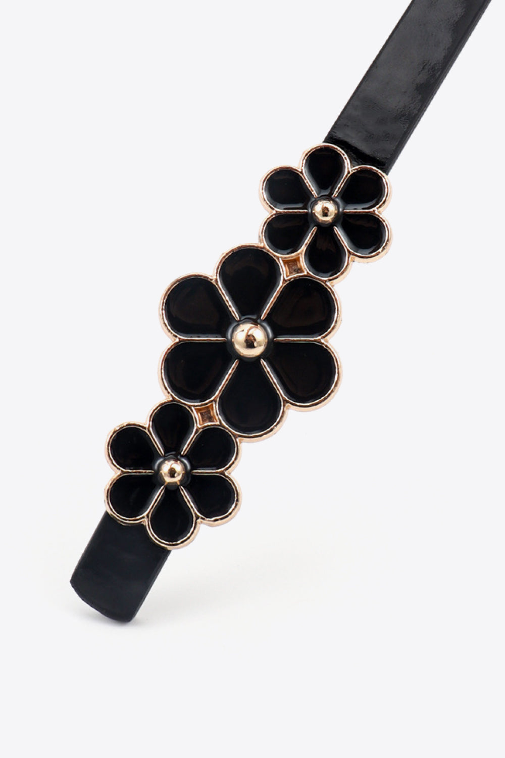 Flower Decor Skinny PU Belt - Jeans Junction Online