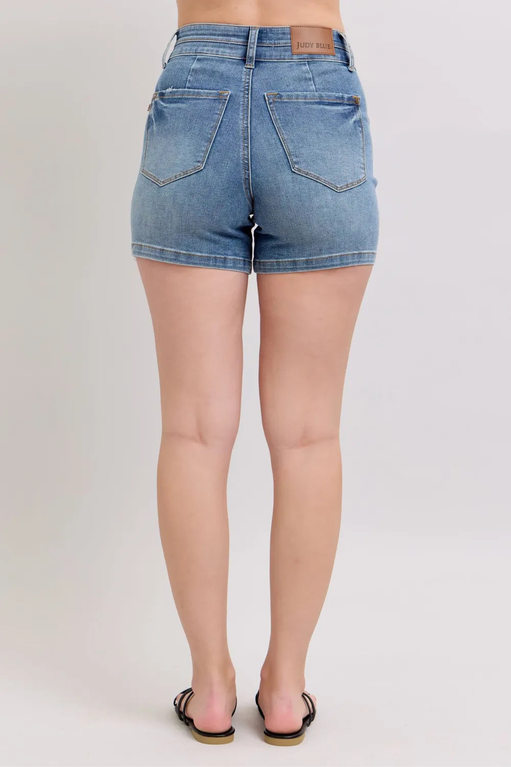 Judy Blue Full Size High Rise Tummy Control Denim Shorts Plus Size - Jeans Junction Online