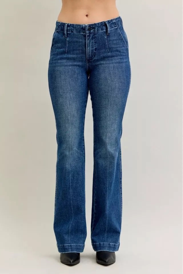Judy Blue Full Size Mid Rise Bootcut Jeans with Welt Pockets Plus Size - Jeans Junction Online 