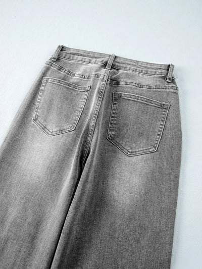 High Waist Wide Leg Washed Jeans - Jeans Junction Online