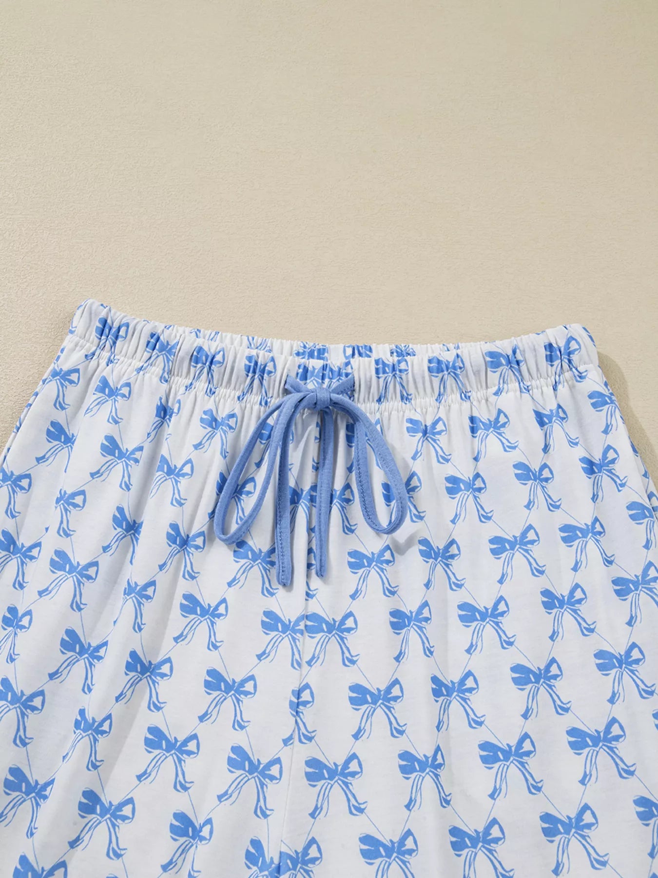 Bow Print Long Sleeve Shirt and Pants Pajama Set - Jeans Junction Online