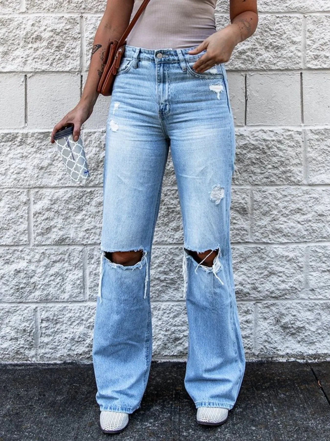 High Waist Distressed Jeans - Jeans Junction Online