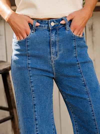 Seam Detail Flared Bottom Ankle Length Jeans - Jeans Junction Online