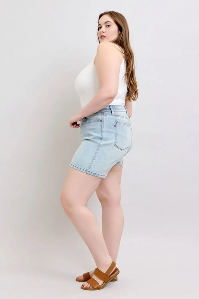 Judy Blue Full Size 2 Button Denim Shorts with Pockets Plus Size - Jeans Junction Online
