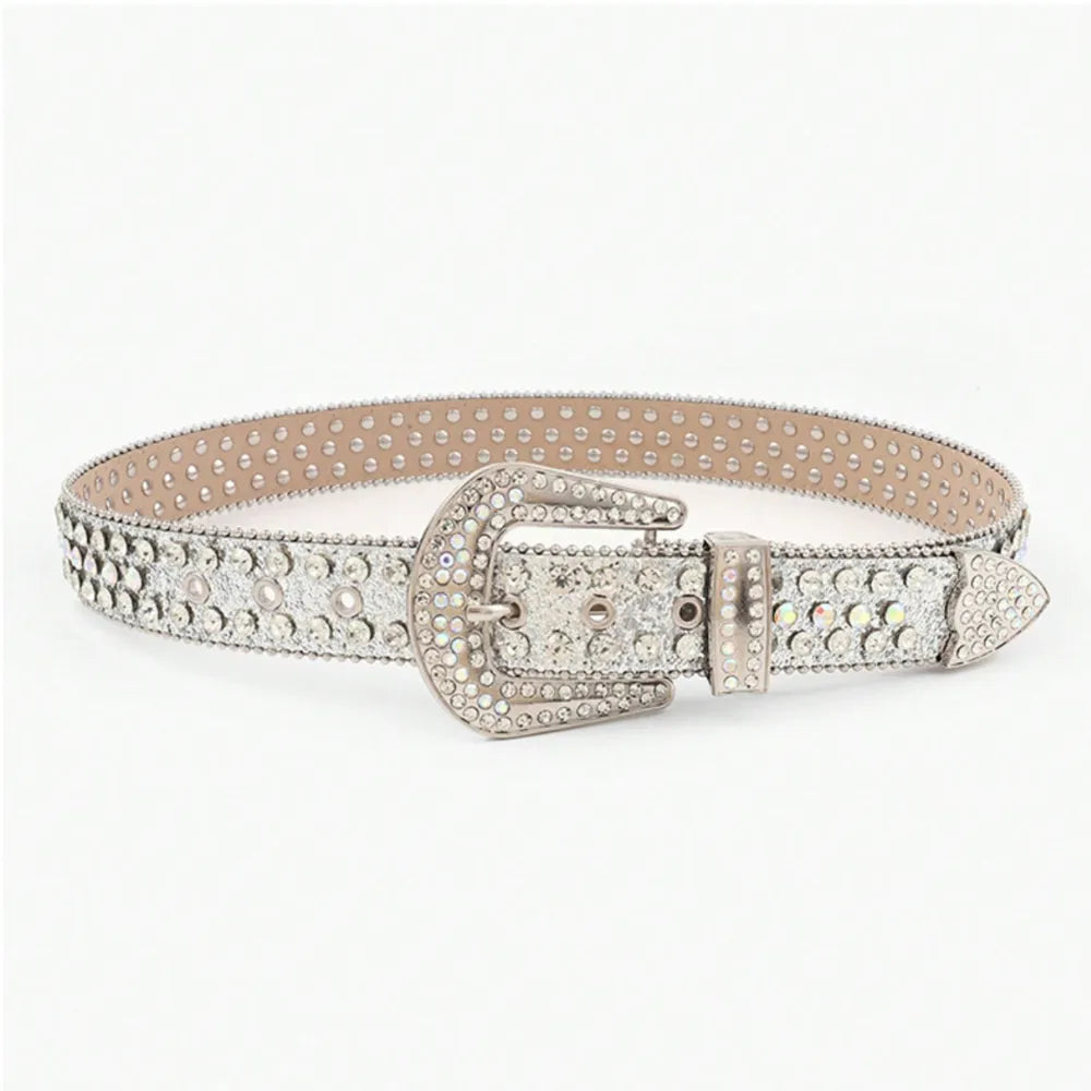 PU Leather Rhinestone Belt - Jeans Junction Online