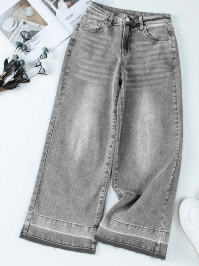High Waist Wide Leg Washed Jeans - Jeans Junction Online