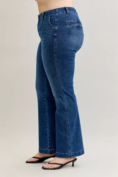 Judy Blue Full Size Mid Rise Bootcut Jeans with Welt Pockets Plus Size - Jeans Junction Online