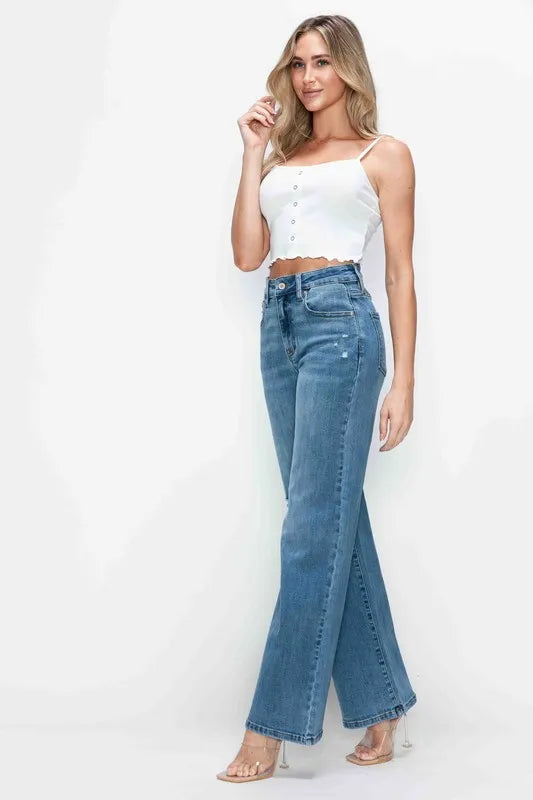 bytos Full Size High Rise Wide Leg Jeans with Pockets - Jeans Junction Online