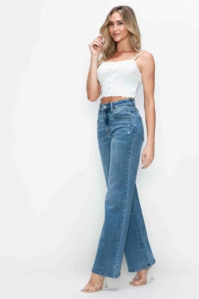 bytos Full Size High Rise Wide Leg Jeans with Pockets - Jeans Junction Online