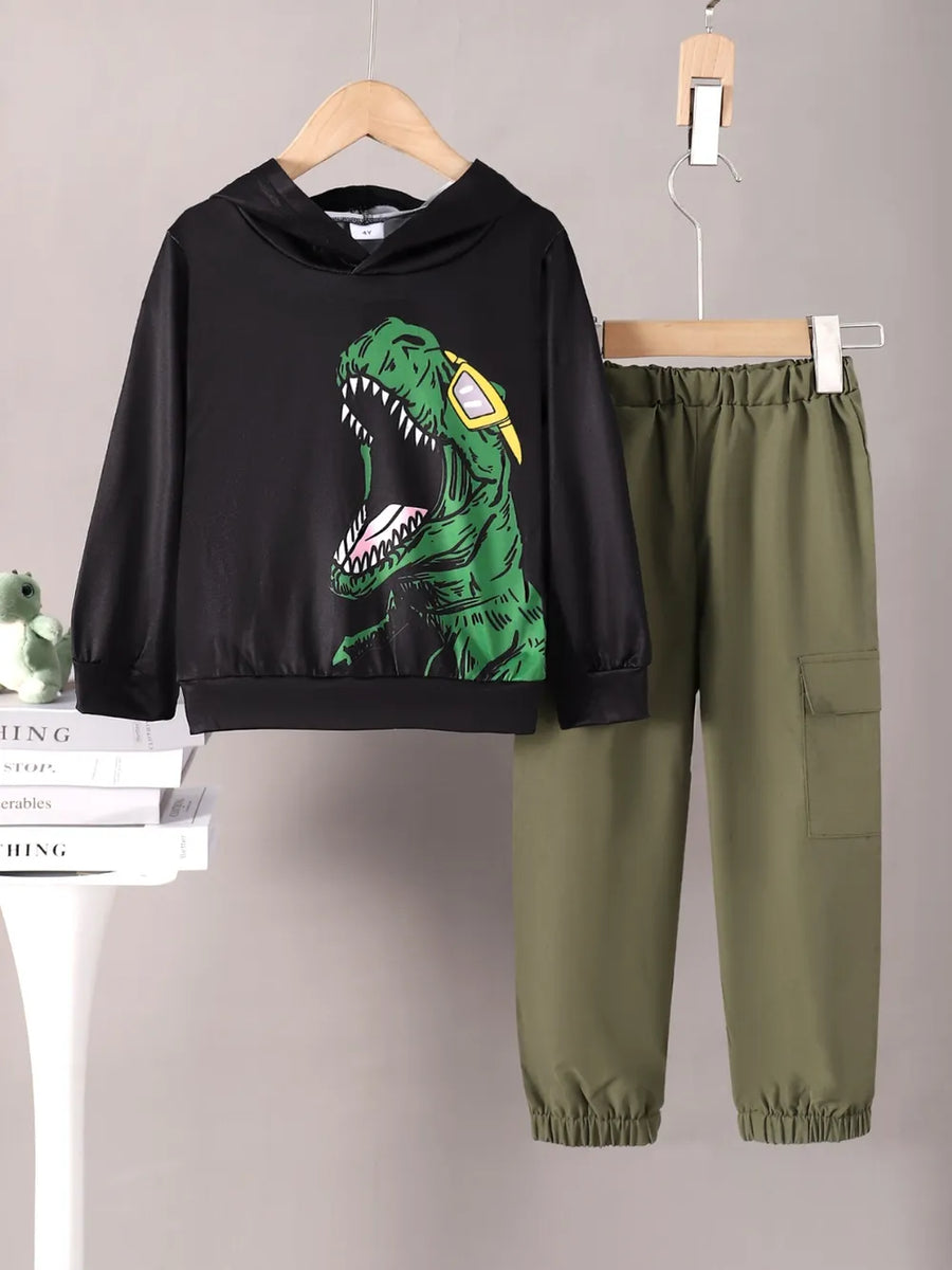 Children's Dinosaur Graphic Hoodie and Pants Set - Jeans Junction Online 