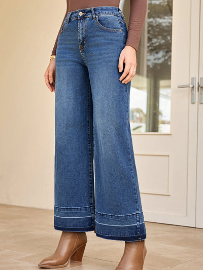 High Waist Wide Leg Washed Jeans - Jeans Junction Online