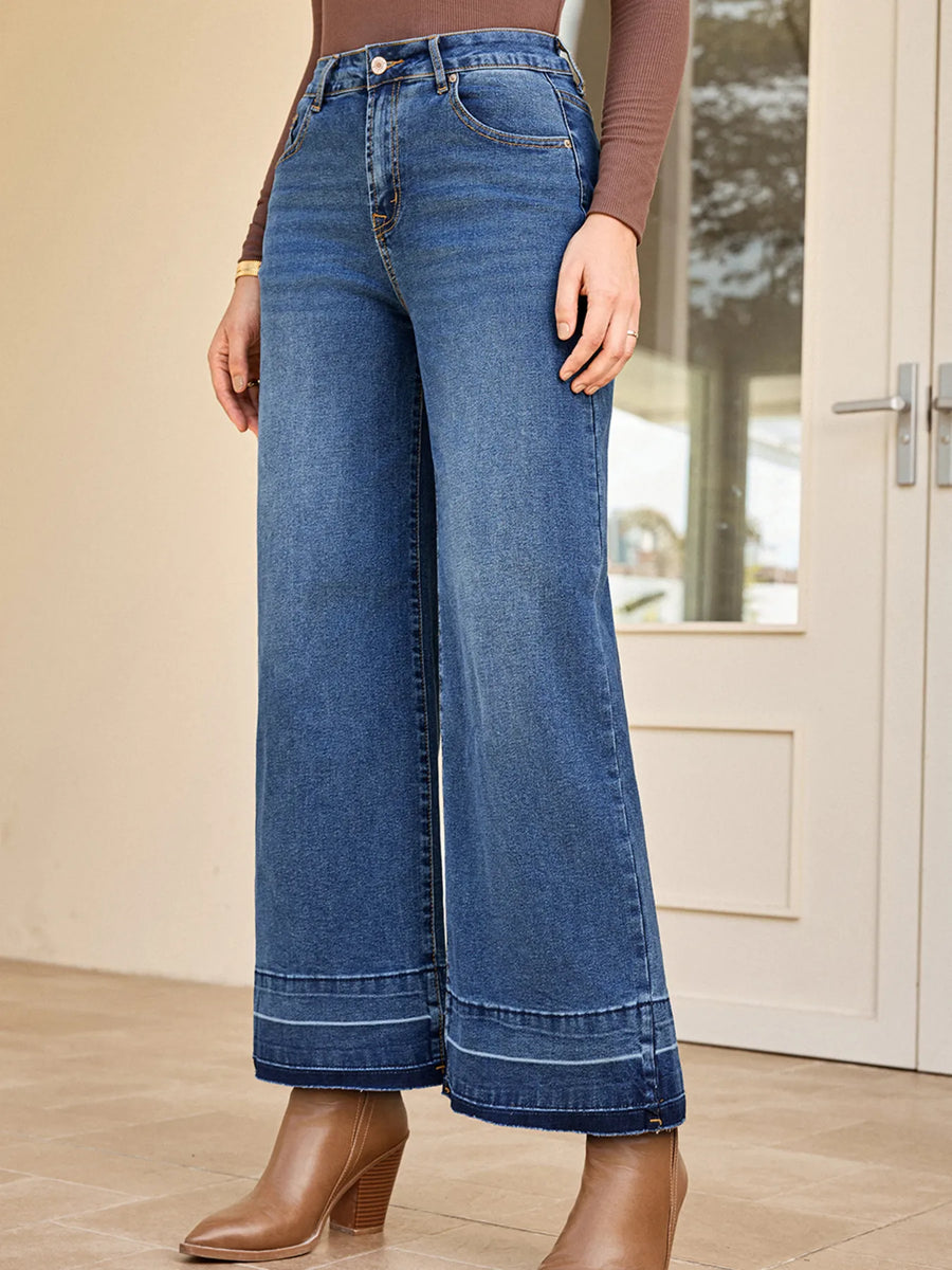 High Waist Wide Leg Washed Jeans - Jeans Junction Online 