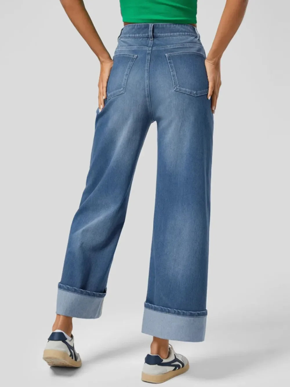 High Rise Rolled Straight Leg Jeans - Jeans Junction Online