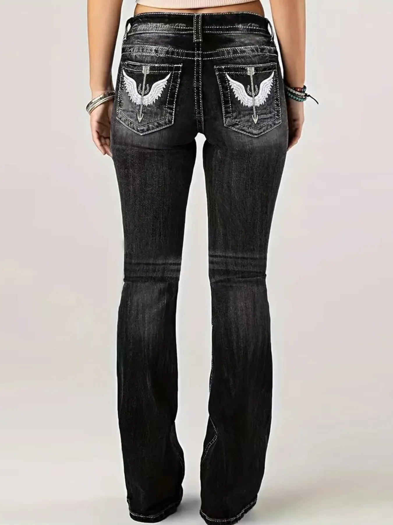 Embroidered Washed Bootcut Jeans - Jeans Junction Online