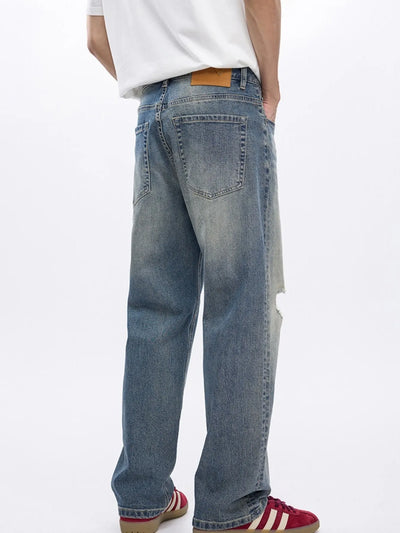 Men's Distressed Wide-Leg Relaxed Fit Jeans - Jeans Junction Online