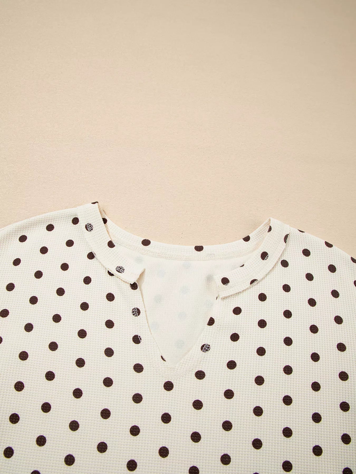 Polka Dot Notched Long Sleeve Top and Drawstring Joggers Lounge Set - Jeans Junction Online