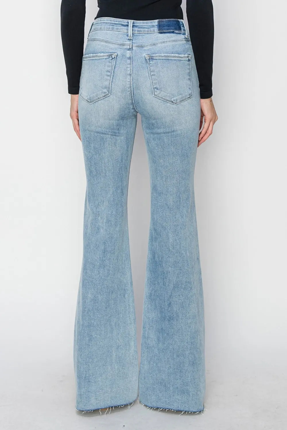 RISEN Full Size High Rise Raw Cut Hem Bootcut Jeans - Jeans Junction Online
