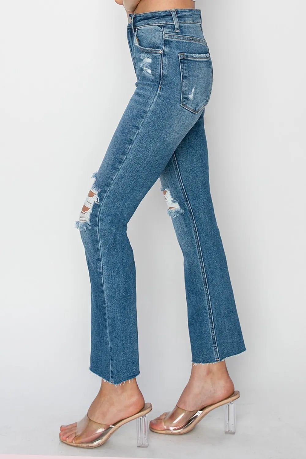 RISEN High Rise Distressed Ankle Jeans - Jeans Junction Online