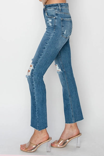 RISEN High Rise Distressed Ankle Jeans - Jeans Junction Online