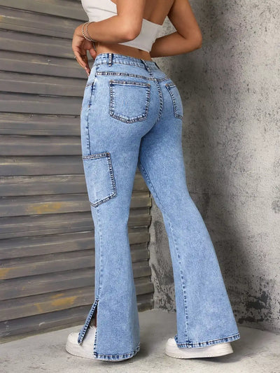 Slit Star Flare Leg Jeans - Jeans Junction Online