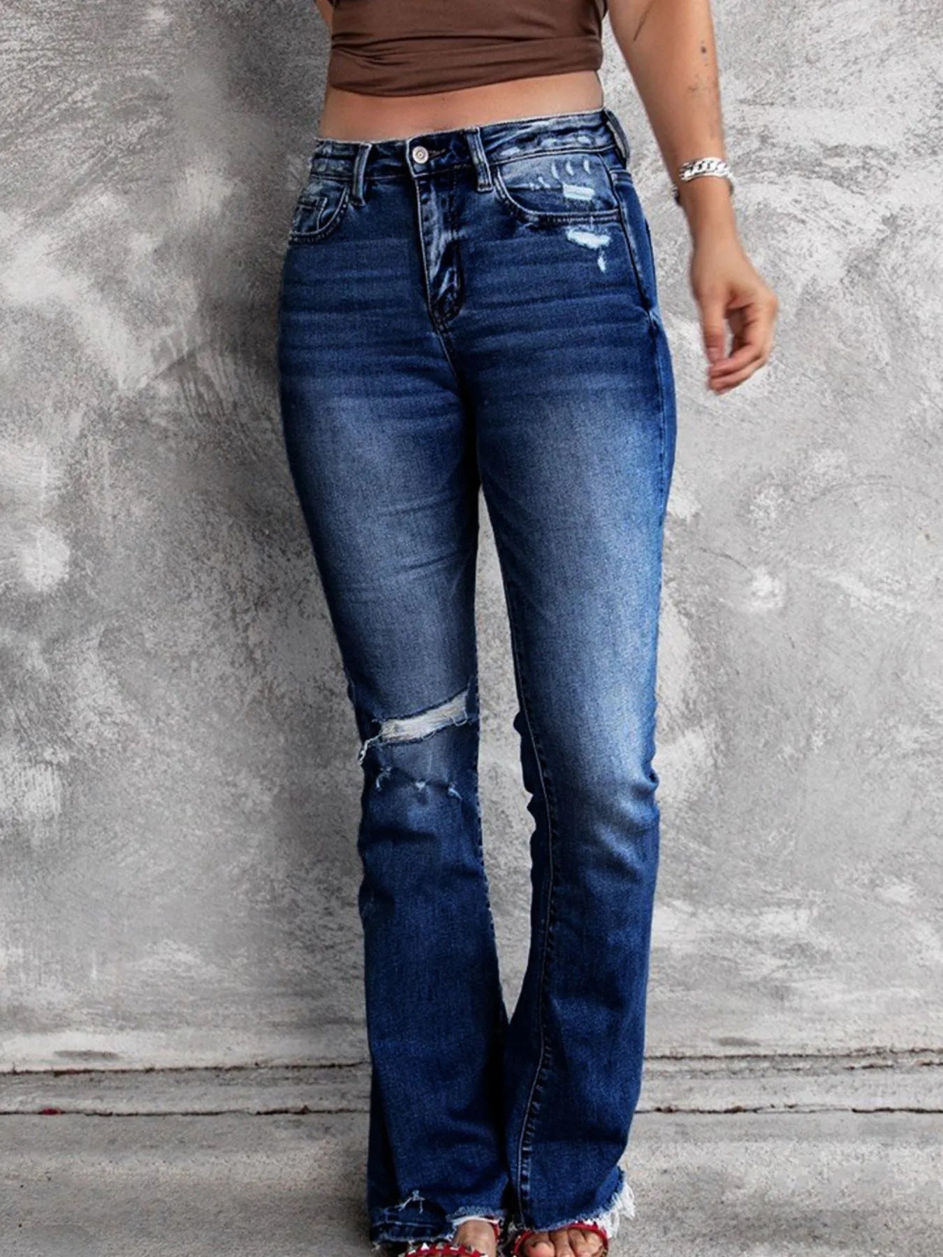 Distressed Flare Jeans - Jeans Junction Online