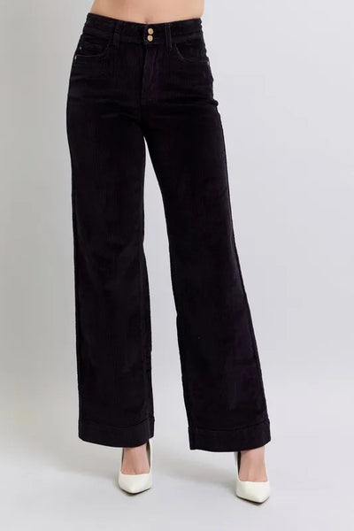 Judy Blue Full Size High Waist Corduroy Trouser Wide Plus Size - Jeans Junction Online