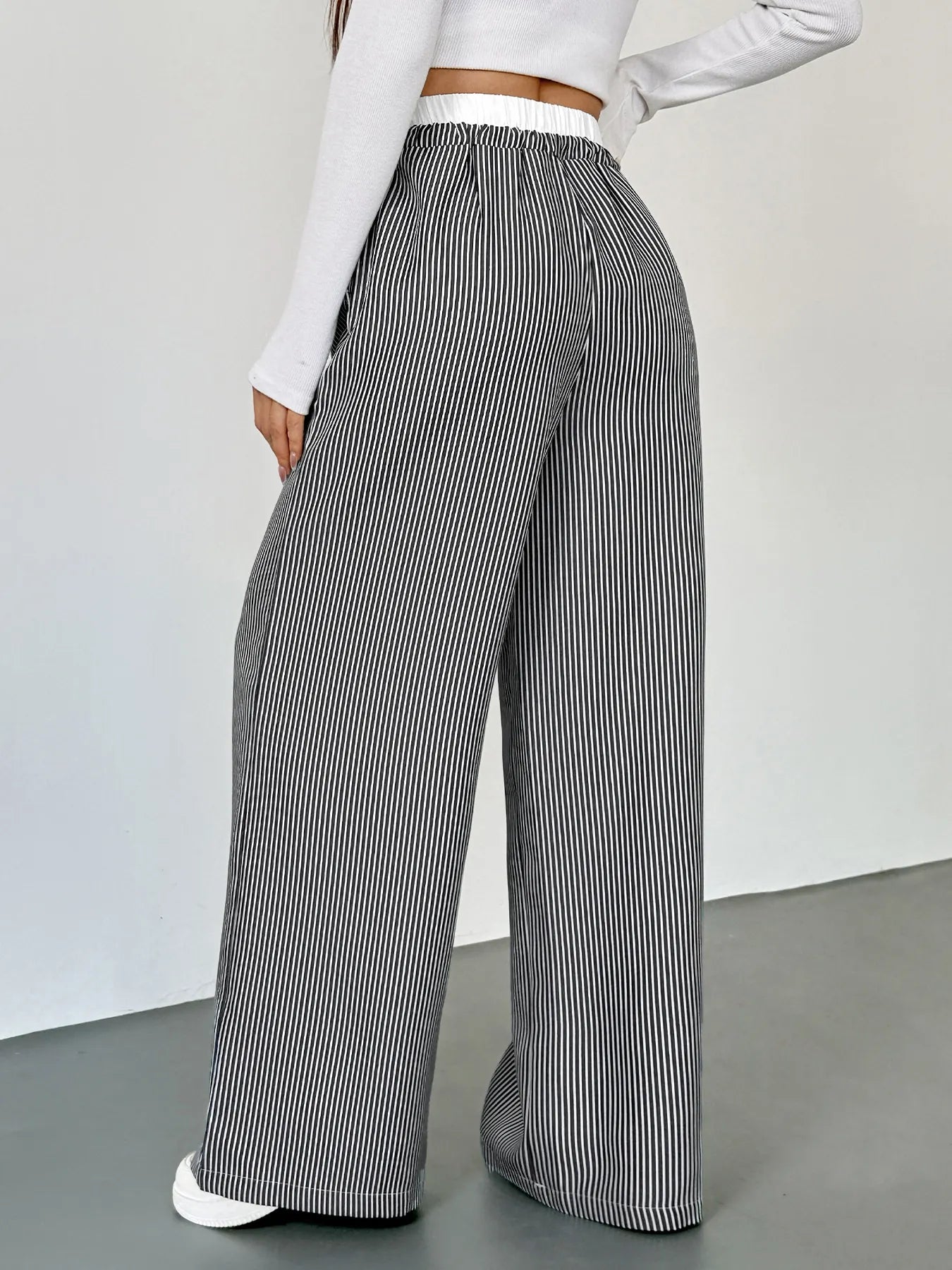 Striped Wide Leg Drawstring Pants - Jeans Junction Online