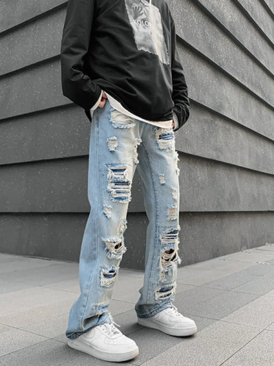 Men's Distressed Wide Leg Jeans - Jeans Junction Online