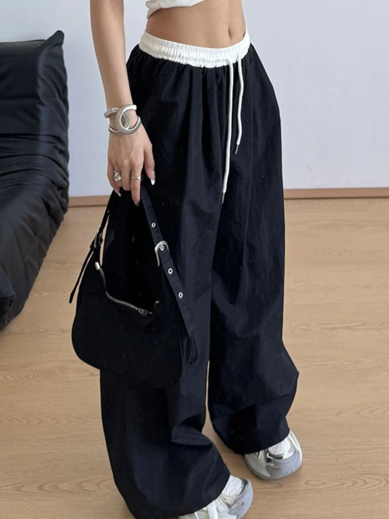 Wide Leg Drawstring Casual Pants - Jeans Junction Online