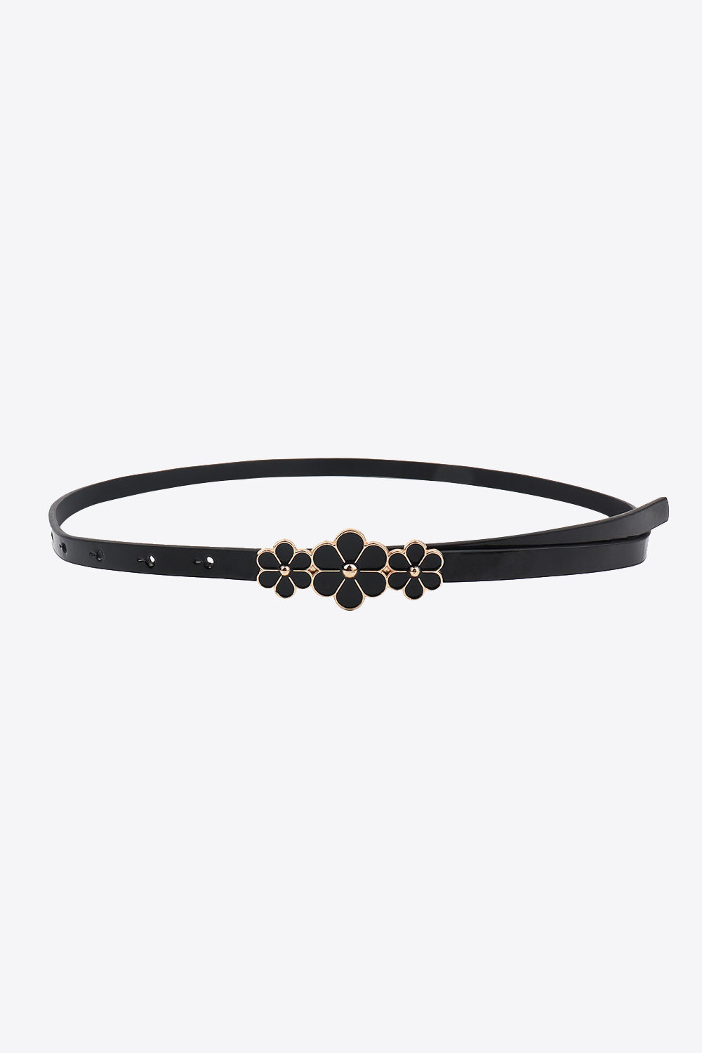 Flower Decor Skinny PU Belt - Jeans Junction Online