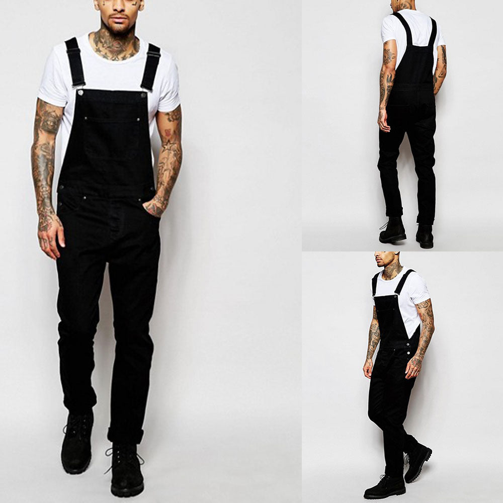 Fashionable men's suspender denim rompers - Jeans Junction Online