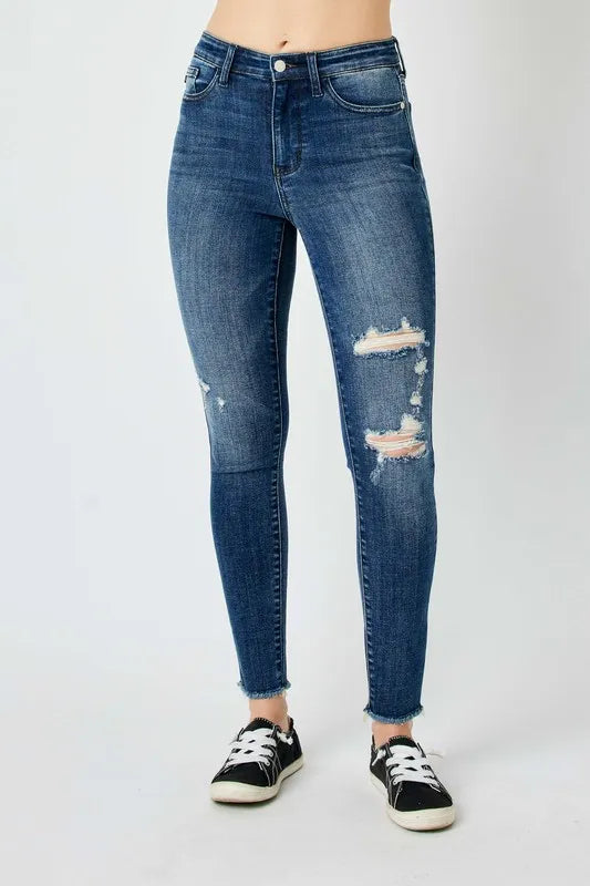 Judy Blue Full Size High Waist Distressed Skinny Jeans - Jeans Junction Online