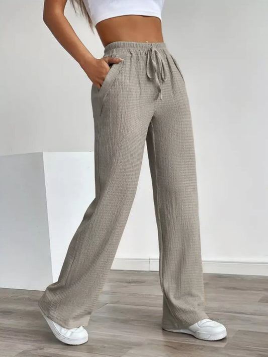 Texture Wide Leg Pants - Jeans Junction Online 