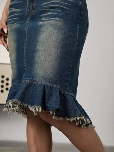 Raw Hem Mermaid Denim Skirt - Jeans Junction Online