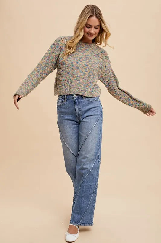 Annie Wear Decorative Seams Wide Leg Jeans - Jeans Junction Online