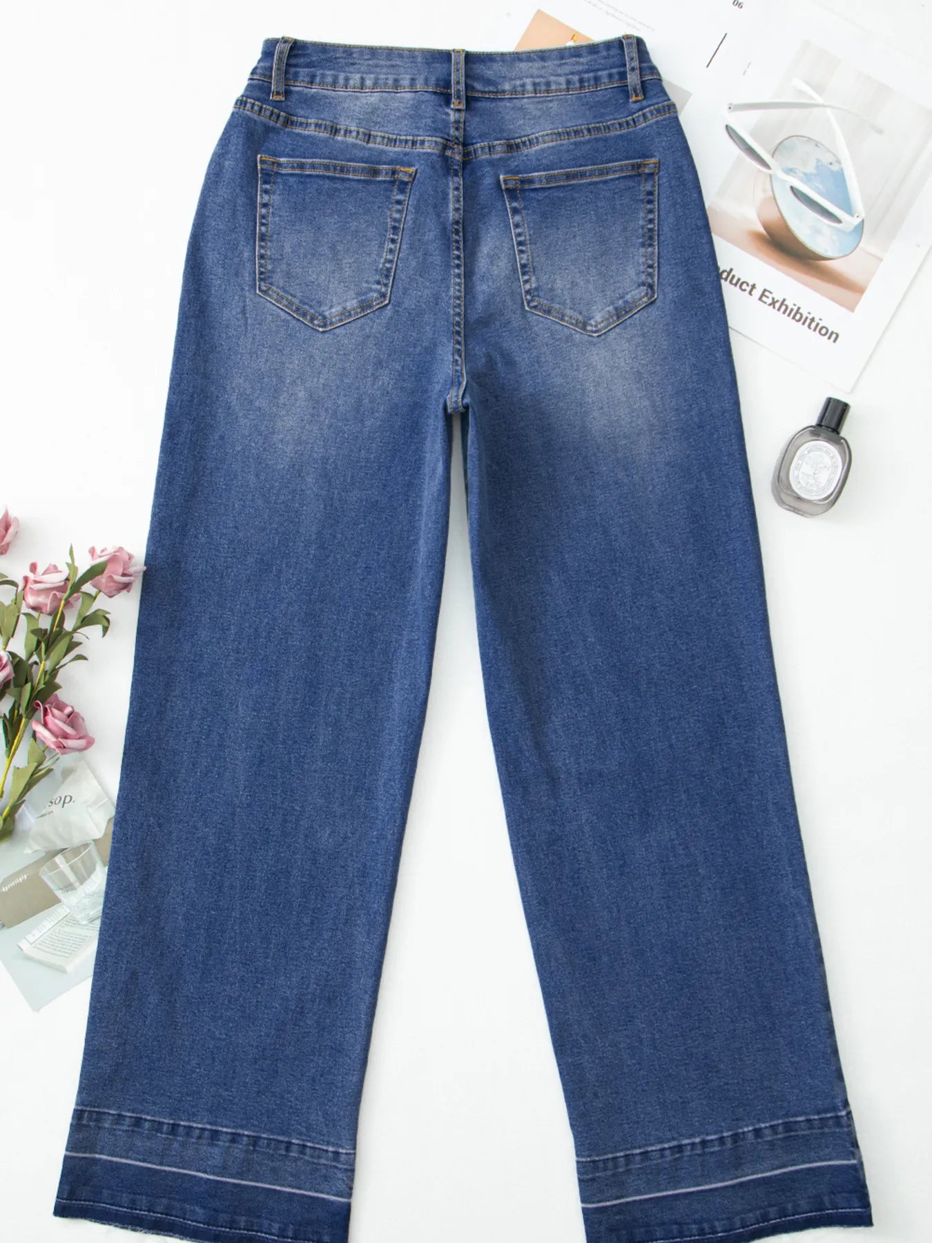 Raw Hem Unique Cuffs Straight High Rise Loose Jeans - Jeans Junction Online