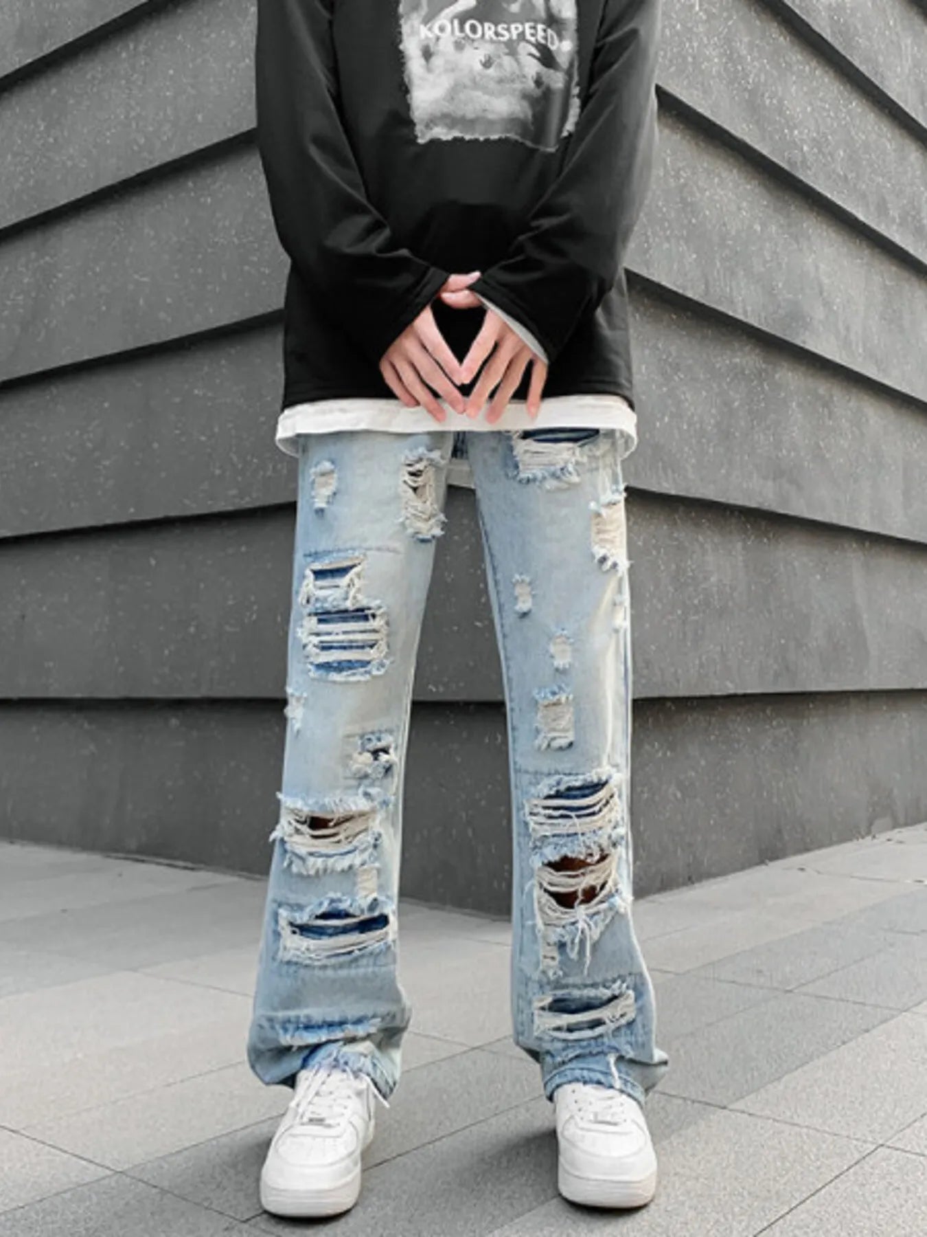 Men's Distressed Wide Leg Jeans - Jeans Junction Online