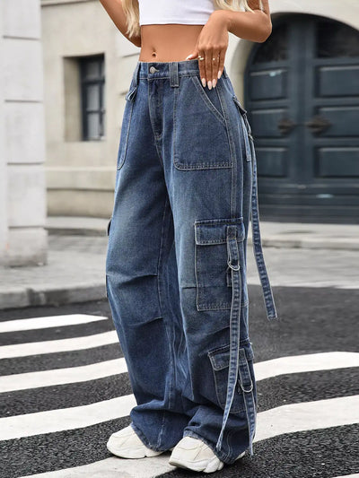 Wide Leg Cargo Jeans - Jeans Junction Online